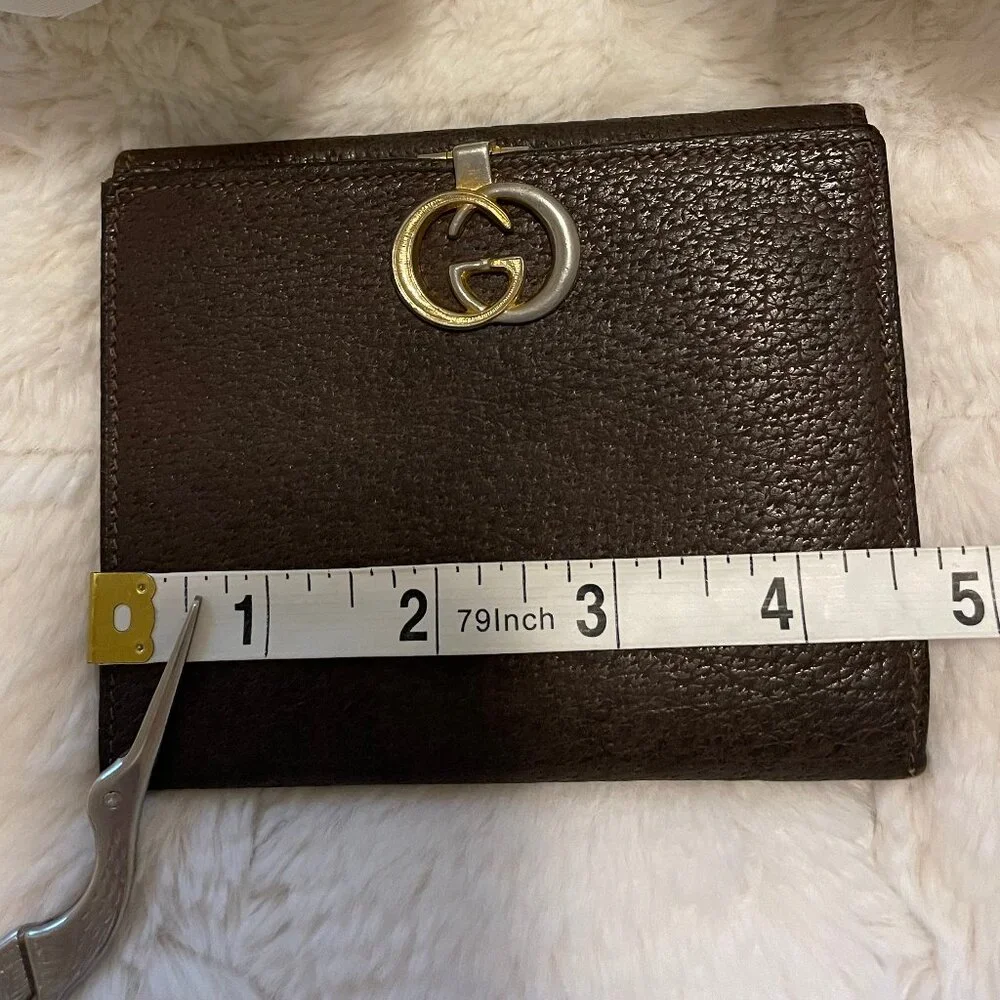 Vintage Gucci Brown Leather Bifold Wallet EUC